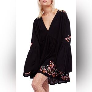 Free People Te Amo Embroidered Mini Dress